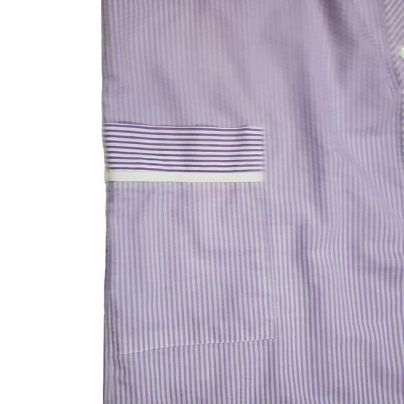 Anthony Richards Purple Seersucker Nightgown Sz M Embroidered Floral Butterfly - Picture 9 of 13